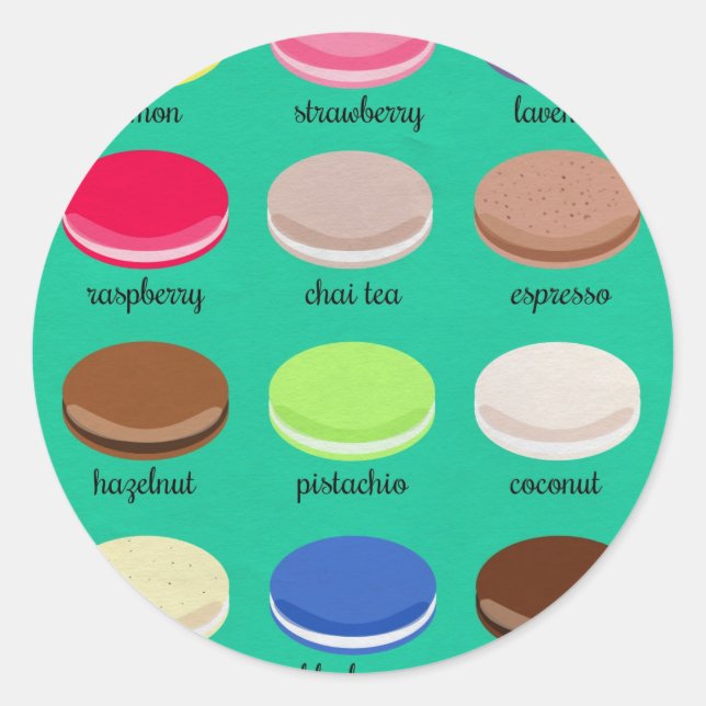 Sticker Rond Baker's Joy Collection : Macarons français (Devant)