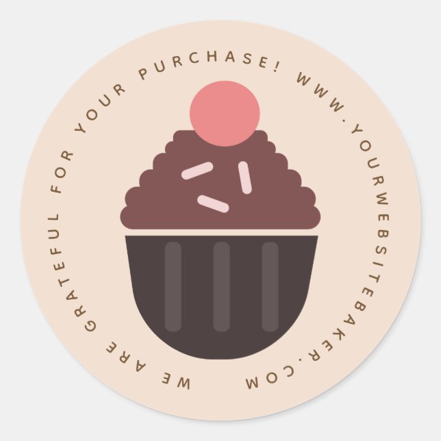 Sticker Rond Bakery Cupcake Earthy Tone Baker Business (Devant)