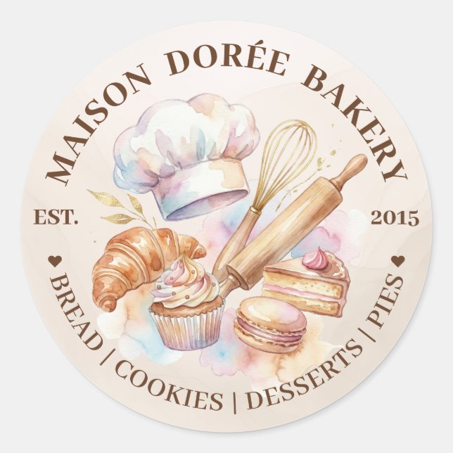 Sticker Rond Bakery Store Pastry Chef Dessert Sweets Cake Baker (Devant)