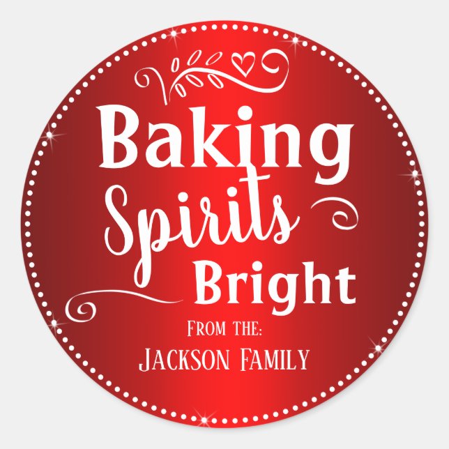Sticker Rond Baking Christmas Cadeau personnalisé Nom de famill (Devant)