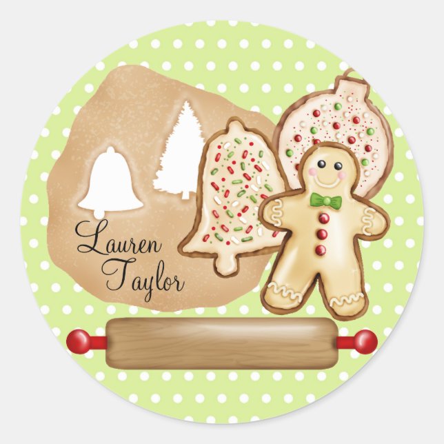 Sticker Rond Baking Christmas Cookies (Devant)