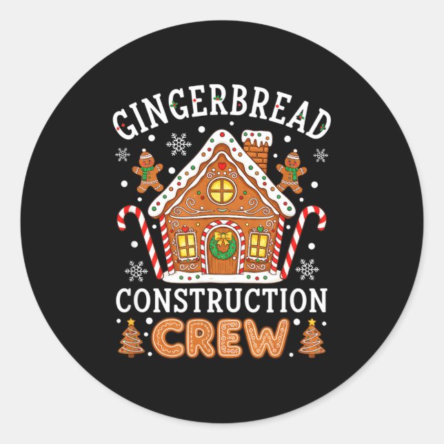 Sticker Rond Baking Gingerbread House Construction Crew Christm (Devant)