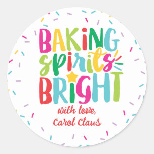 Sticker Rond Baking Spirits Bright Colorful Sprinkies Noël