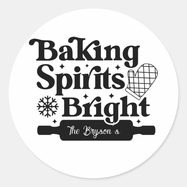 Sticker Rond 'Baking Spirits Bright' Maison de Noël en pain d'é (Devant)