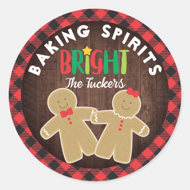Sticker Rond Baking Spiritueux Bright Gingpain Buffalo Plaid (Devant)