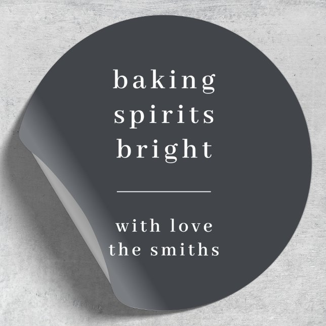 Sticker Rond Baking Spiritueux | Moderne Design tendance Amusan (Personalized festive stickers for festive baking or gift packaging)