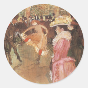 Sticker Rond Bal au cabaret by Toulouse Lautrec