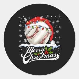 Sticker Rond Bal de baseball de Noël Noël Chapeau Noël garçons