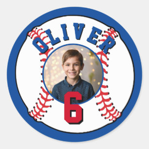 Sticker Rond Bal de baseball Enfants Photo Anniversaire