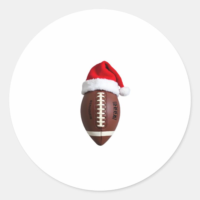 Sticker Rond Bal de football américain de Noël Santa Hat (2) (Devant)