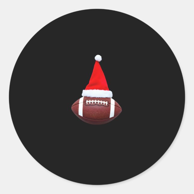Sticker Rond Bal de football américain de Noël Santa Hat (2) (Devant)