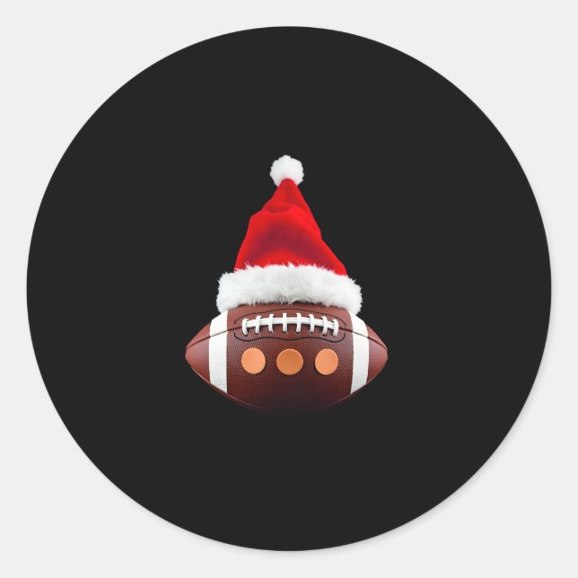 Sticker Rond Bal de football américain de Noël Santa Hat (2) (Devant)