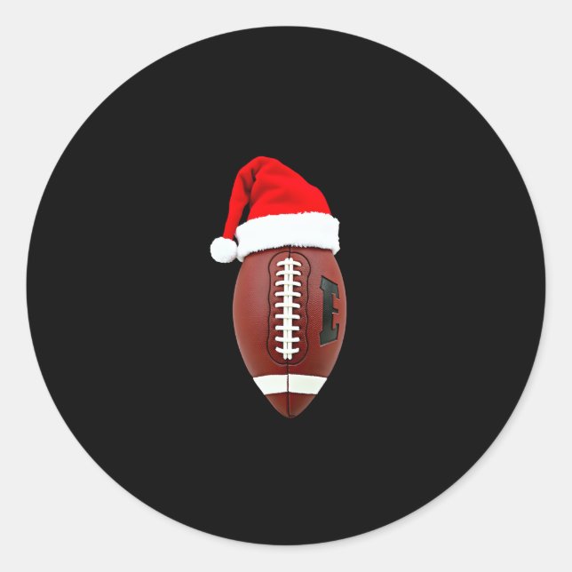 Sticker Rond Bal de football américain de Noël Santa Hat (3) (Devant)