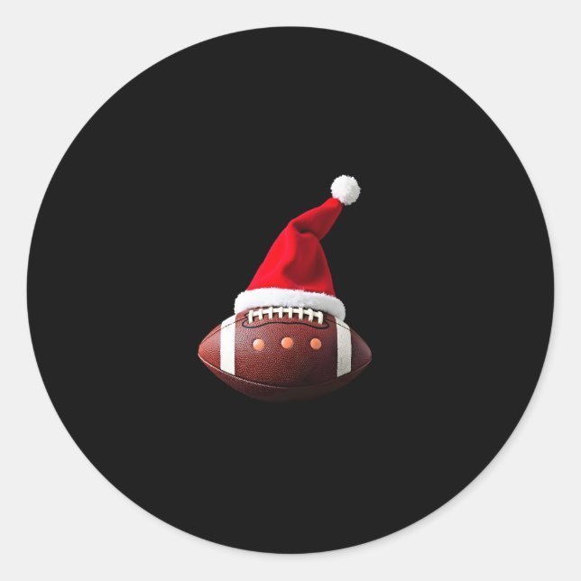 Sticker Rond Bal de football américain de Noël Santa Hat (3) (Devant)