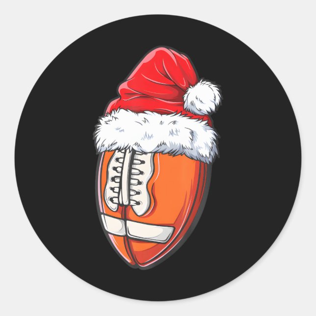Sticker Rond Bal de football de Noël Noël Chapeau Noël garçons  (Devant)