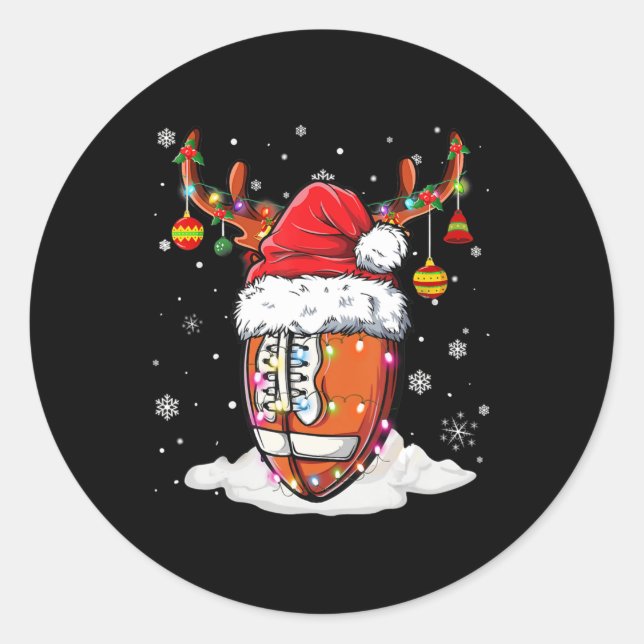 Sticker Rond Bal de football Santa Hat Reindeer lumières de Noë (Devant)