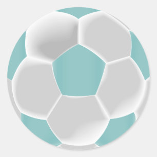 Sticker Rond Bal de football Turquoise et blanc