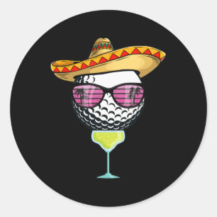 Sticker Rond Bal De Golf Cinco De Mayo Avec Sombrero Margar