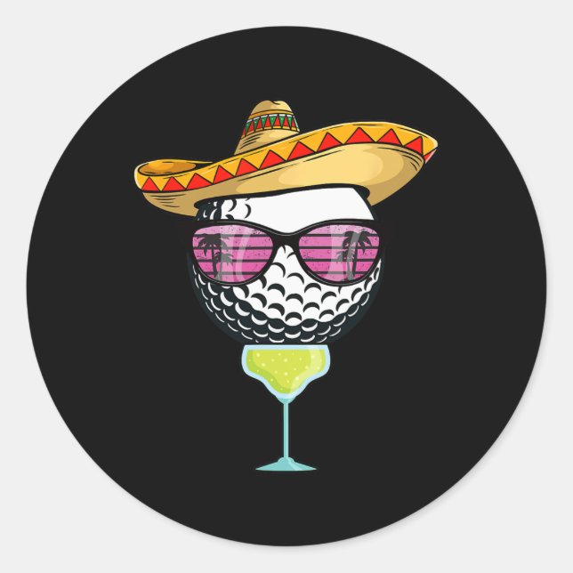 Sticker Rond Bal De Golf Cinco De Mayo Avec Sombrero Margar (Devant)