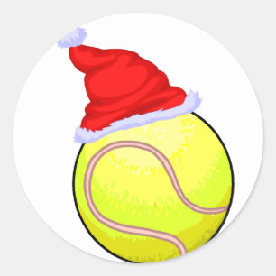 Sticker Rond Bal de tennis (Santa Hat)