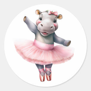 Sticker Rond Bal hippo de danse