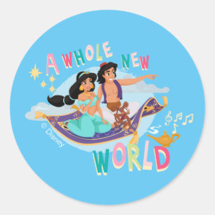Sticker Rond Balade en tapis Jasmine et Aladdin   Un nouveau mo