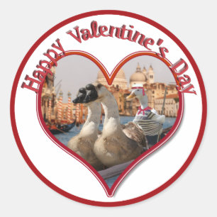 Sticker Rond Balade romantique en gondole pour la Saint-Valenti