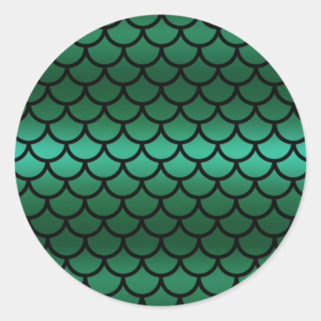 Sticker Rond Balances de sirène verte et noire Poisson Imaginai (Devant)