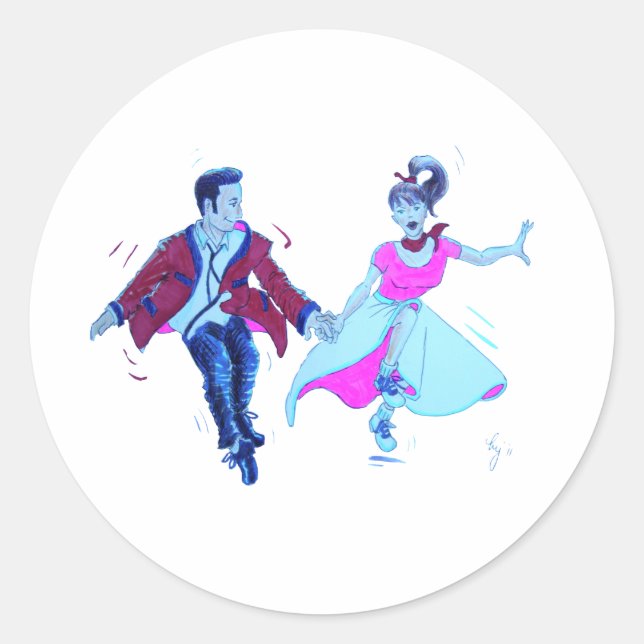 Sticker Rond balançoire danseur rose poodle jupe selle chaussur (Devant)