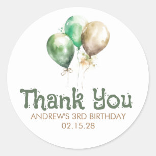 Sticker Rond Balcons Brown et verts Anniversaire Merci