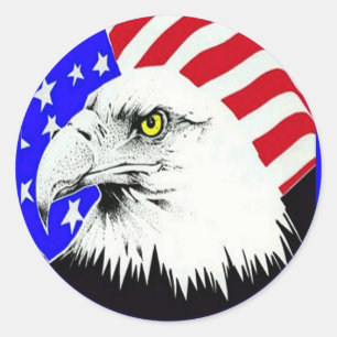 Sticker Rond Bald Eagle et drapeau américain
