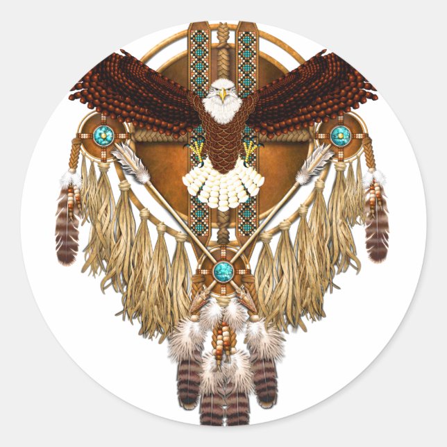 Sticker Rond Bald Eagle Mandala - révisé (Devant)