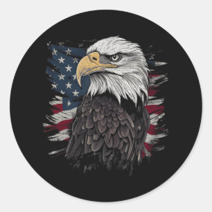 Sticker Rond Bald Eagle USA Drapeau américain Patriotic Graphis