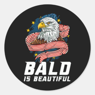 Sticker Rond Bald Est Belle 4 juillet Aigle Patriotique Usa