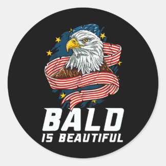 Sticker Rond Bald Est Belle 4 juillet Aigle Patriotique Usa