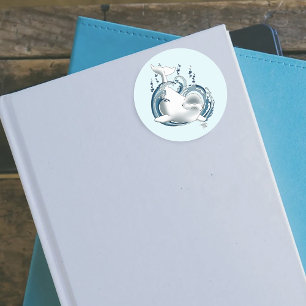 Sticker Rond Baleine Béluga Bleue