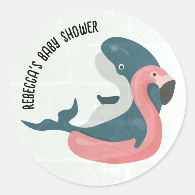 Sticker Rond Baleine dans la piscine bébé douche (Devant)