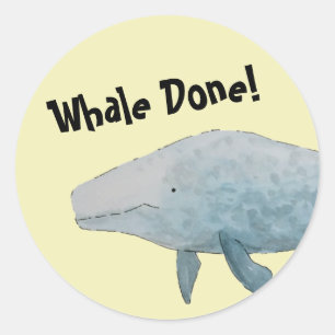 Sticker Rond Baleine fait Pun Blue Whale