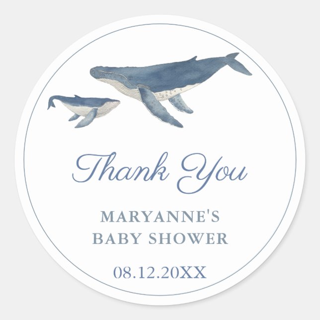 Sticker Rond Baleine Mère Et Bébé Baby shower de veau Favoriser (Devant)