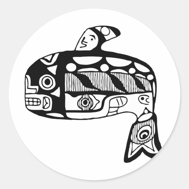 Sticker Rond Baleine tlingit amérindienne (Devant)
