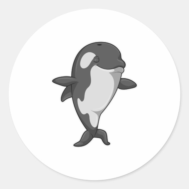 Sticker Rond Baleine tueuse au Yoga Fitness in Standing (Devant)