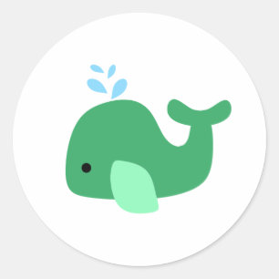 Sticker Rond Baleine verte