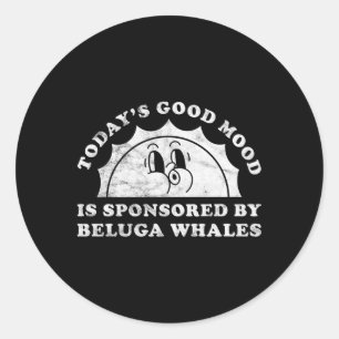 Sticker Rond Baleines Beluga Ou Baleines Beluga