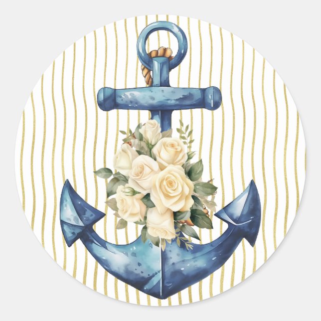 Sticker Rond Balise cadeau Ancre bleue (Devant)
