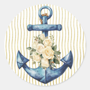 Sticker Rond Balise cadeau Ancre bleue