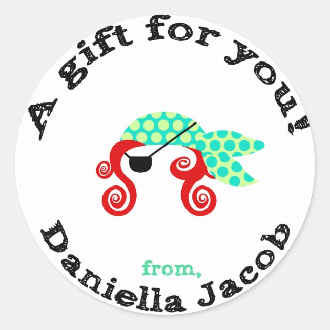 Sticker Rond Balise cadeau Danielle (Devant)