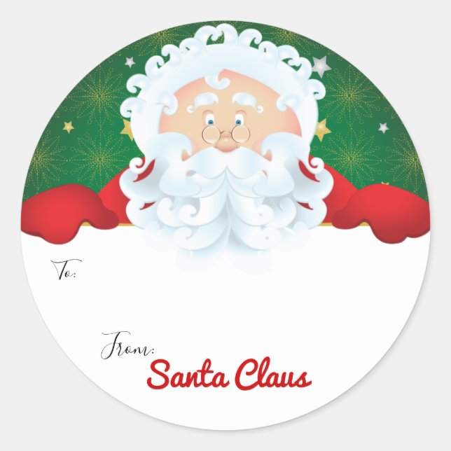 Sticker Rond Balise cadeau de Noël du Père Noël (Devant)