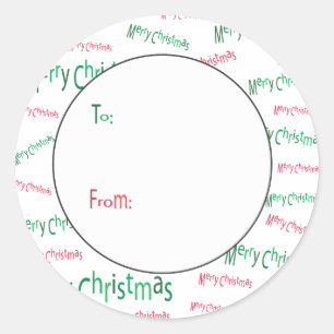 Sticker Rond Balise cadeau de Noël Joyeux