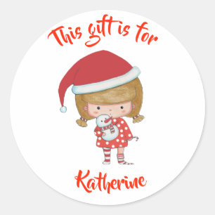 Sticker Rond Balise cadeau de Noël personnalisé
