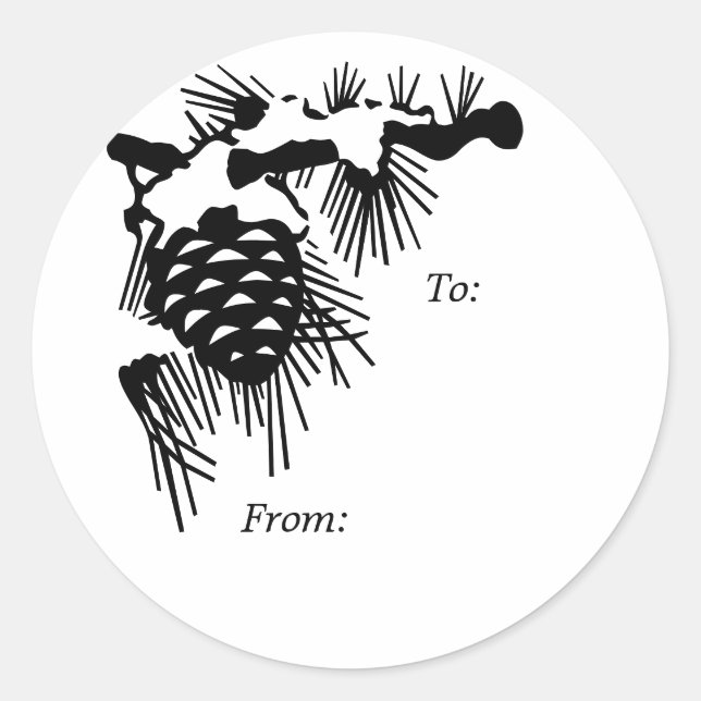 Sticker Rond Balise cadeau de Noël Pine Cone (Devant)